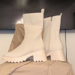 Nude, Cream, Mid Calf, Chucky Heel Boot